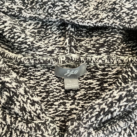 J. Jill Soft Cozy Heathered Gray / Black Fleece Full Hooded Zip Up Sweater L - Picture 8 of 10